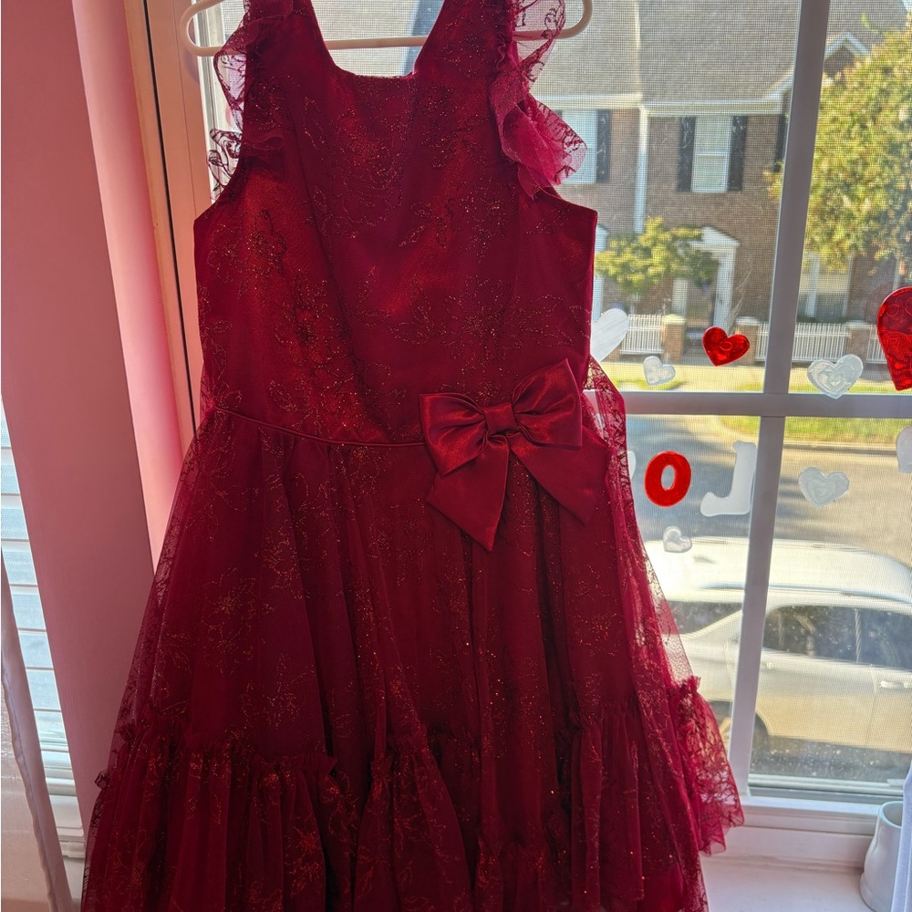 Jona Michelle Sparkling Red Dress with Bow